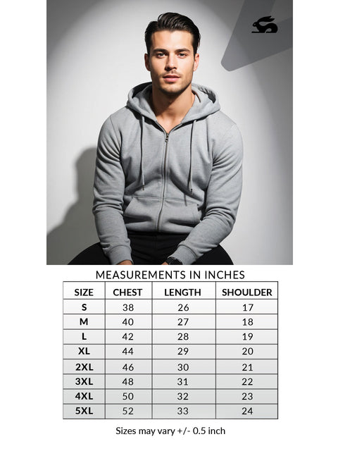 Adro Men’s Regular Fit Zip-Up Hoodie for man | 320 GSM Cotton Poly Fleece Zipper Sweatshirt with Soft Fabric & Printed Hoodies