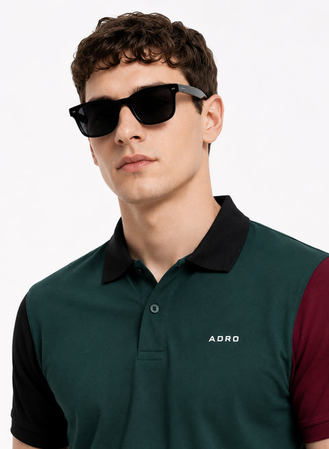 Adro Multicolour Polo T Shirt | 100% Cotton Mens Polo Tshirt | Regular Fit Half Sleeve Cut & Sew Polo T-shirt for men | Forest Fade