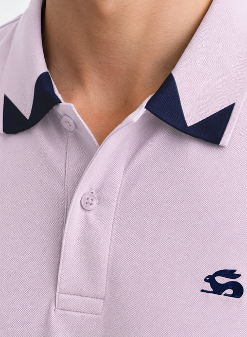 Adro Lavender Polo Tshirt for Men  |  100% Cotton Polo T shirt  |  Regular Fit Half Sleeve Mens Polo Neck T-Shirt