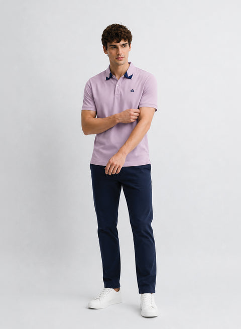 Adro Lavender Polo Tshirt for Men  |  100% Cotton Polo T shirt  |  Regular Fit Half Sleeve Mens Polo Neck T-Shirt