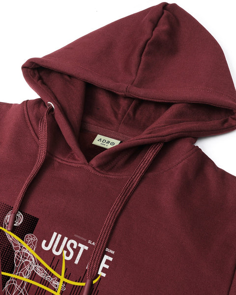 ADRO Men's Regular Fit Graphic Printed Hoodie | 320 GSM 85% Cotton 15% Polyester Fleece | Regular Fit Hoodie | Winter Casual Streetwear