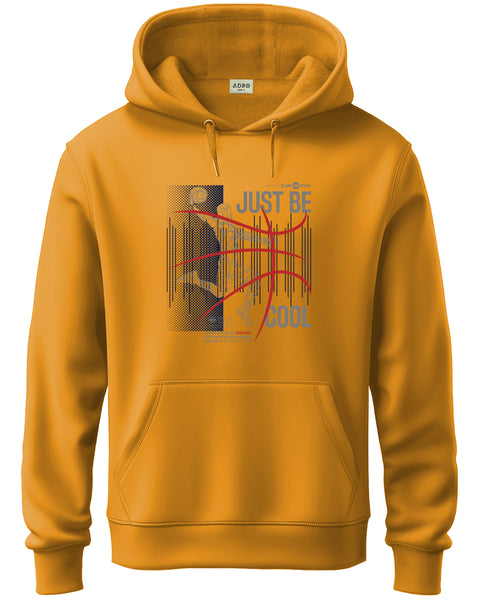 ADRO Men's Regular Fit Graphic Printed Hoodie | 320 GSM 85% Cotton 15% Polyester Fleece | Regular Fit Hoodie | Winter Casual Streetwear Mustard
