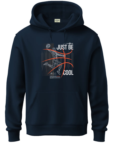 ADRO Men's Regular Fit Graphic Printed Hoodie | 320 GSM 85% Cotton 15% Polyester Fleece | Regular Fit Hoodie | Winter Casual Streetwear Navy Blue