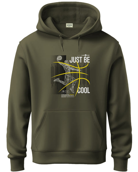 ADRO Men's Regular Fit Graphic Printed Hoodie | 320 GSM 85% Cotton 15% Polyester Fleece | Regular Fit Hoodie | Winter Casual Streetwear Olive