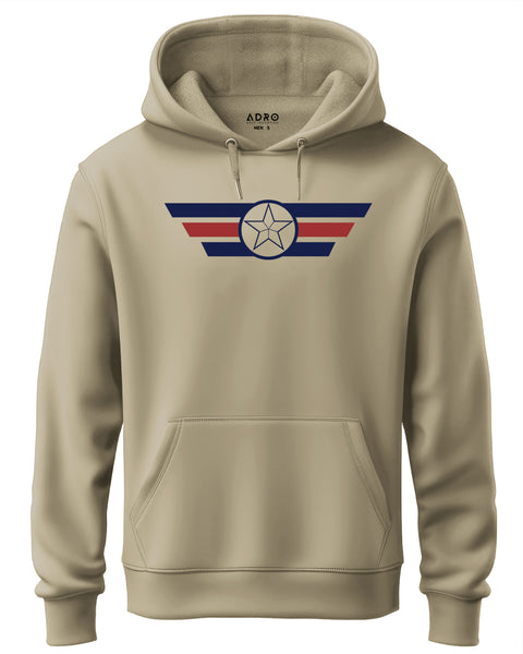 ADRO Men's Classic Graphic Pullover Hoodie | 320 GSM Cotton Fleece | Regular Fit Hoodie | Winter Casual Streetwear Beige