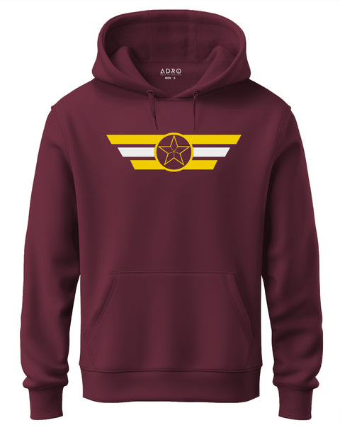 ADRO Men's Classic Graphic Pullover Hoodie | 320 GSM Cotton Fleece | Regular Fit Hoodie | Winter Casual Streetwear Maroon