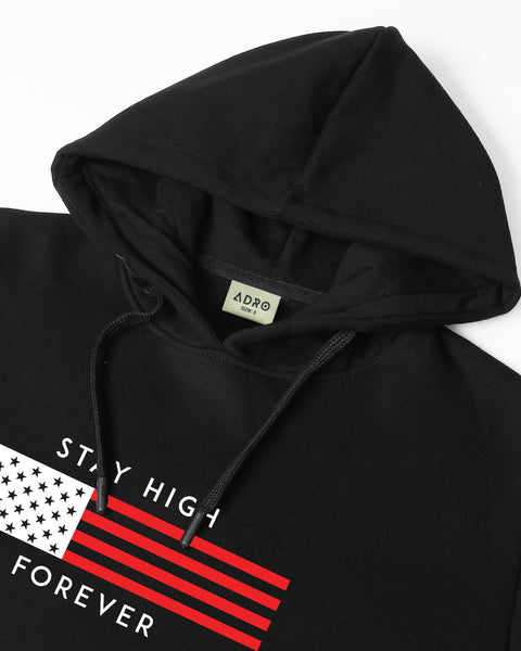 ADRO Men's Flag Graphic Printed Hoodie | 320 GSM 85% Cotton 15% Polyester Fleece | Regular Fit Hoodie | Winter Casual Streetwear