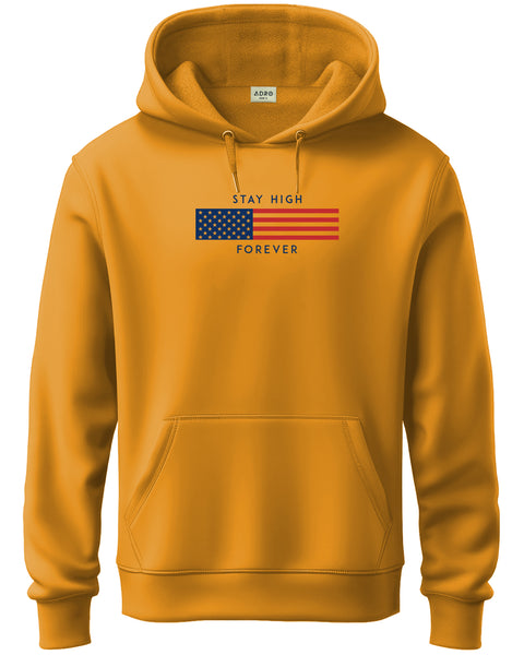 ADRO Men's Flag Graphic Printed Hoodie | 320 GSM 85% Cotton 15% Polyester Fleece | Regular Fit Hoodie | Winter Casual Streetwear