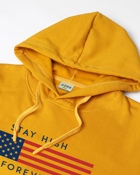 ADRO Men's Flag Graphic Printed Hoodie | 320 GSM 85% Cotton 15% Polyester Fleece | Regular Fit Hoodie | Winter Casual Streetwear