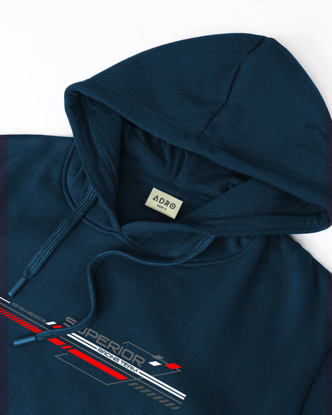 ADRO Men's Racing Graphic Printed Hoodie | 320 GSM 85% Cotton 15% Polyester Fleece | Regular Fit Hoodie | Winter Casual Streetwear