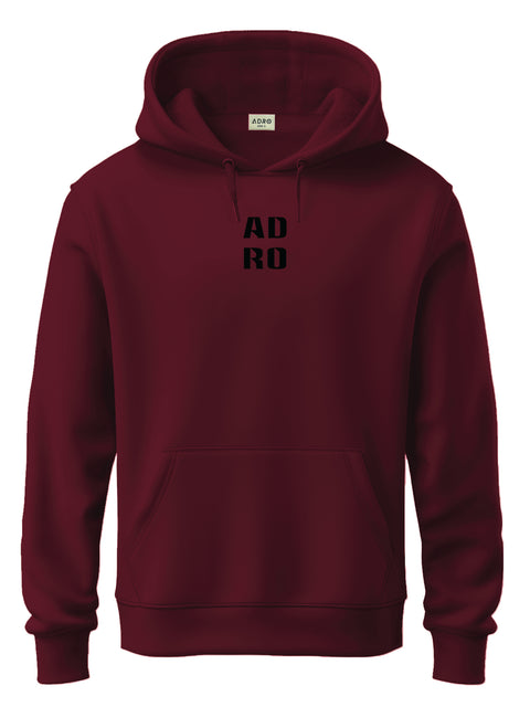 ADRO Men's ADRO Minimal Typography Hoodie | 320 GSM 85% Cotton 15% Polyester Fleece | Regular Fit Hoodie | Winter Casual Streetwear