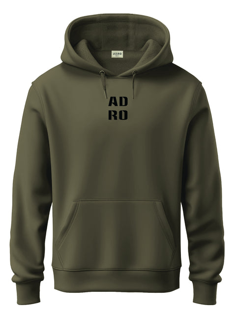 ADRO Men's ADRO Minimal Typography Hoodie | 320 GSM 85% Cotton 15% Polyester Fleece | Regular Fit Hoodie | Winter Casual Streetwear