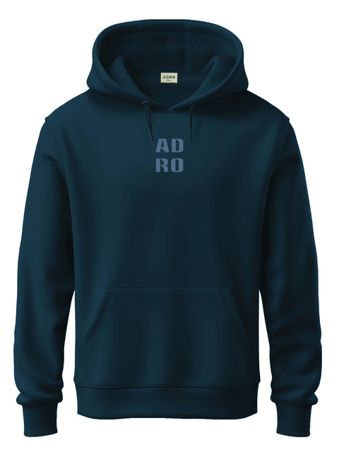 ADRO Men's ADRO Minimal Typography Hoodie | 320 GSM 85% Cotton 15% Polyester Fleece | Regular Fit Hoodie | Winter Casual Streetwear