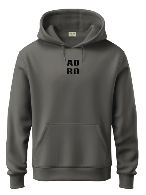 ADRO Men's ADRO Minimal Typography Hoodie | 320 GSM 85% Cotton 15% Polyester Fleece | Regular Fit Hoodie | Winter Casual Streetwear