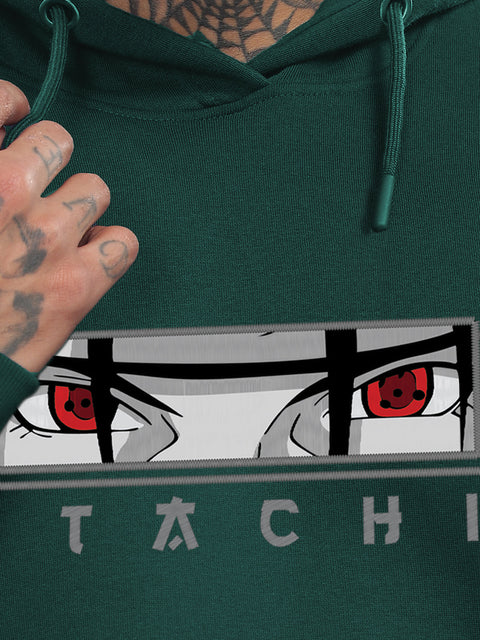 ADRO Men’s  Itachi Uchiha Hoodie | 320 GSM Heavyweight Cotton Poly Fleece Printed Hoodies | Anime-Inspired Naruto Sharingan Eyes Graphic Sweatshirt for Winter & Streetwear