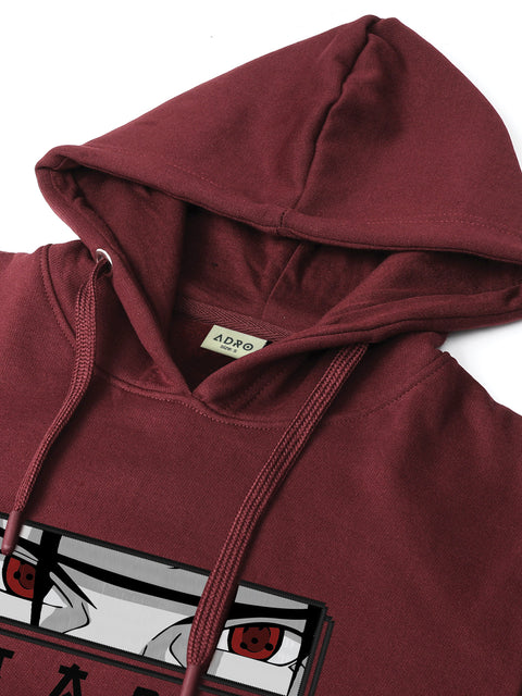 ADRO Men’s  Itachi Uchiha Hoodie | 320 GSM Heavyweight Cotton Poly Fleece Printed Hoodies | Anime-Inspired Naruto Sharingan Eyes Graphic Sweatshirt for Winter & Streetwear