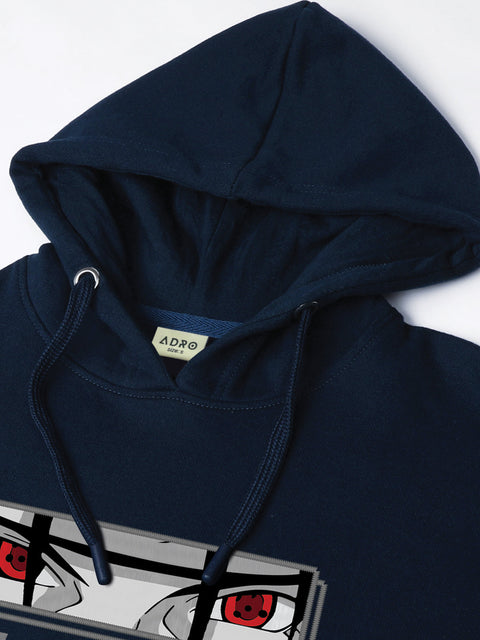 ADRO Men’s  Itachi Uchiha Hoodie | 320 GSM Heavyweight Cotton Poly Fleece Printed Hoodies | Anime-Inspired Naruto Sharingan Eyes Graphic Sweatshirt for Winter & Streetwear