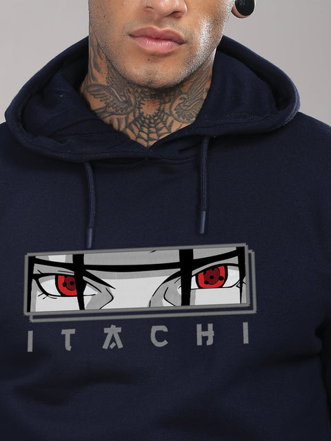 ADRO Men’s  Itachi Uchiha Hoodie | 320 GSM Heavyweight Cotton Poly Fleece Printed Hoodies | Anime-Inspired Naruto Sharingan Eyes Graphic Sweatshirt for Winter & Streetwear