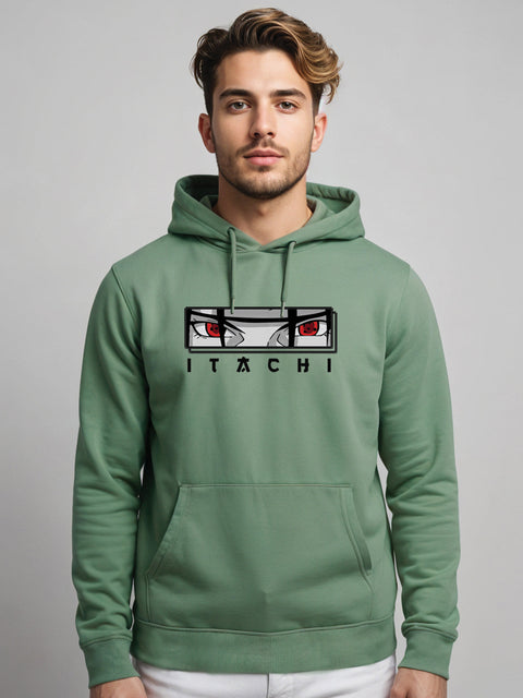 ADRO Men’s  Itachi Uchiha Hoodie | 320 GSM Heavyweight Cotton Poly Fleece Printed Hoodies | Anime-Inspired Naruto Sharingan Eyes Graphic Sweatshirt for Winter & Streetwear
