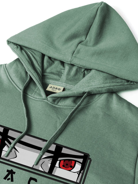 ADRO Men’s  Itachi Uchiha Hoodie | 320 GSM Heavyweight Cotton Poly Fleece Printed Hoodies | Anime-Inspired Naruto Sharingan Eyes Graphic Sweatshirt for Winter & Streetwear