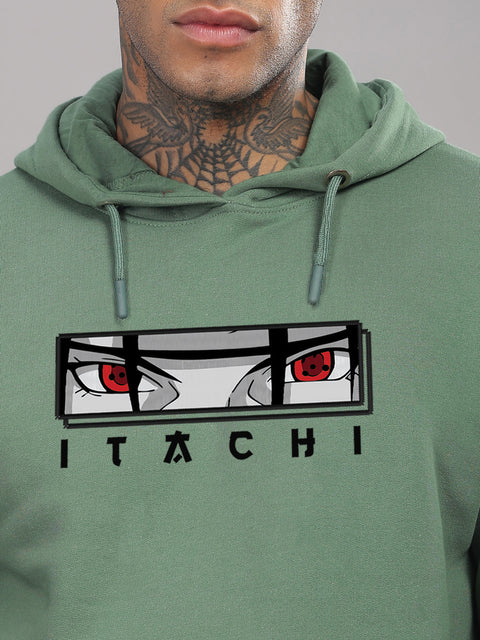 ADRO Men’s  Itachi Uchiha Hoodie | 320 GSM Heavyweight Cotton Poly Fleece Printed Hoodies | Anime-Inspired Naruto Sharingan Eyes Graphic Sweatshirt for Winter & Streetwear
