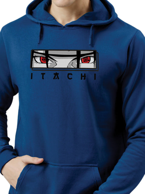 ADRO Men’s  Itachi Uchiha Hoodie | 320 GSM Heavyweight Cotton Poly Fleece Printed Hoodies | Anime-Inspired Naruto Sharingan Eyes Graphic Sweatshirt for Winter & Streetwear