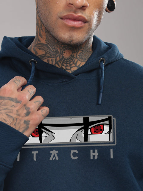 ADRO Men’s  Itachi Uchiha Hoodie | 320 GSM Heavyweight Cotton Poly Fleece Printed Hoodies | Anime-Inspired Naruto Sharingan Eyes Graphic Sweatshirt for Winter & Streetwear