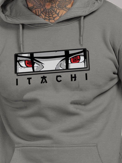 ADRO Men’s  Itachi Uchiha Hoodie | 320 GSM Heavyweight Cotton Poly Fleece Printed Hoodies | Anime-Inspired Naruto Sharingan Eyes Graphic Sweatshirt for Winter & Streetwear