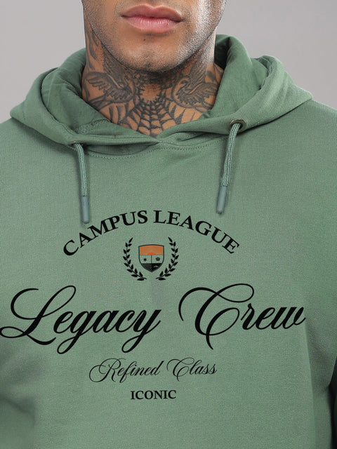 Adro Campus League Legacy Crew Hoodie for Men | 320 GSM Cotton-Poly Fleece | Soft Feel, Skin-Friendly Printed Graphic, Warm Casual Sweatshirt with Kangaroo Pocket & Drawstring Hood