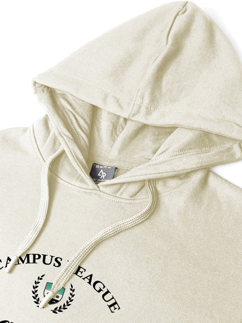 Adro Campus League Legacy Crew Hoodie for Men | 320 GSM Cotton-Poly Fleece | Soft Feel, Skin-Friendly Printed Graphic, Warm Casual Sweatshirt with Kangaroo Pocket & Drawstring Hood