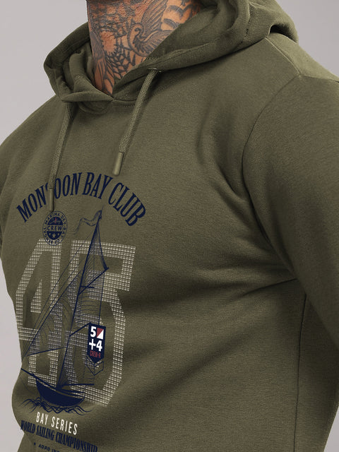ADRO Men’s 320 GSM Cotton Poly Fleece Hoodie – Monsoon Bay Club Sailing Graphic, Soft Feel Fabric, Skin-Friendly Print,  Casual Winter Printed Hoodies with Kangaroo Pocket