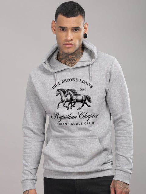 Adro Ride Beyond Limits Rajasthan Chapter Hoodie for Men | 320 GSM Cotton-Poly Fleece | Soft Feel, Skin-Friendly Printed Graphic, Warm Casual Sweatshirt with Kangaroo Pocket & Drawstring Hood –
