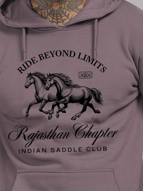 Adro Ride Beyond Limits Rajasthan Chapter Hoodie for Men | 320 GSM Cotton-Poly Fleece | Soft Feel, Skin-Friendly Printed Graphic, Warm Casual Sweatshirt with Kangaroo Pocket & Drawstring Hood –