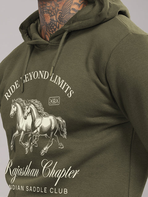 Adro Ride Beyond Limits Rajasthan Chapter Hoodie for Men | 320 GSM Cotton-Poly Fleece | Soft Feel, Skin-Friendly Printed Graphic, Warm Casual Sweatshirt with Kangaroo Pocket & Drawstring Hood –