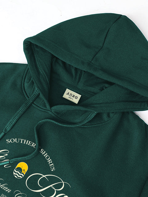 Adro Southern Shores Solea Bay Hoodie for Men | 320 GSM Cotton-Poly Fleece | Soft Feel, Skin-Friendly Printed Graphic, Warm Casual Sweatshirt with Kangaroo Pocket & Drawstring Hood –