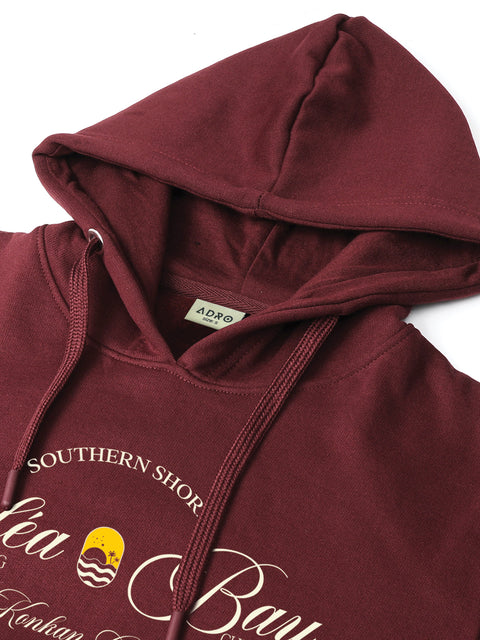 Adro Southern Shores Solea Bay Hoodie for Men | 320 GSM Cotton-Poly Fleece | Soft Feel, Skin-Friendly Printed Graphic, Warm Casual Sweatshirt with Kangaroo Pocket & Drawstring Hood –