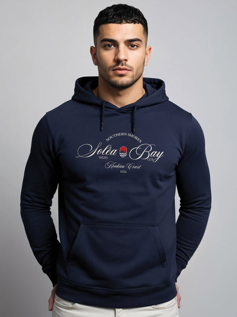 Adro Southern Shores Solea Bay Hoodie for Men | 320 GSM Cotton-Poly Fleece | Soft Feel, Skin-Friendly Printed Graphic, Warm Casual Sweatshirt with Kangaroo Pocket & Drawstring Hood –