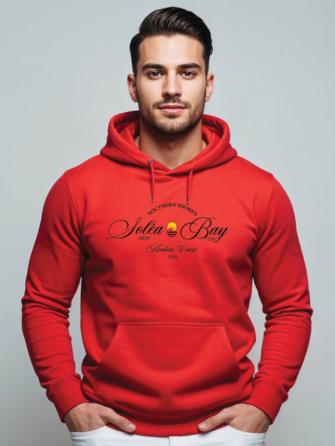 Adro Southern Shores Solea Bay Hoodie for Men | 320 GSM Cotton-Poly Fleece | Soft Feel, Skin-Friendly Printed Graphic, Warm Casual Sweatshirt with Kangaroo Pocket & Drawstring Hood –