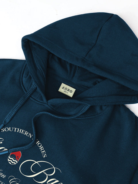 Adro Southern Shores Solea Bay Hoodie for Men | 320 GSM Cotton-Poly Fleece | Soft Feel, Skin-Friendly Printed Graphic, Warm Casual Sweatshirt with Kangaroo Pocket & Drawstring Hood –