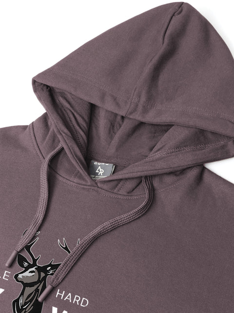 Adro Hustle Hard Stay Wild Hoodie for Men | 320 GSM Cotton-Poly Fleece | Soft Feel, Skin-Friendly Printed Graphic, Warm Casual Sweatshirt with Kangaroo Pocket & Drawstring Hood –