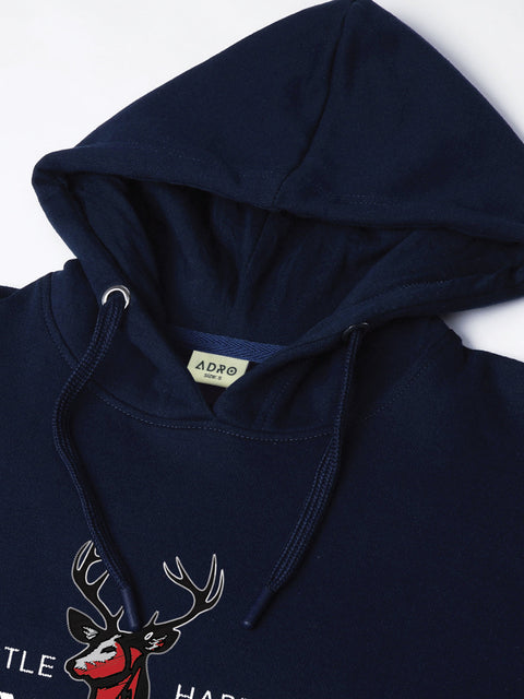 Adro Hustle Hard Stay Wild Hoodie for Men | 320 GSM Cotton-Poly Fleece | Soft Feel, Skin-Friendly Printed Graphic, Warm Casual Sweatshirt with Kangaroo Pocket & Drawstring Hood –