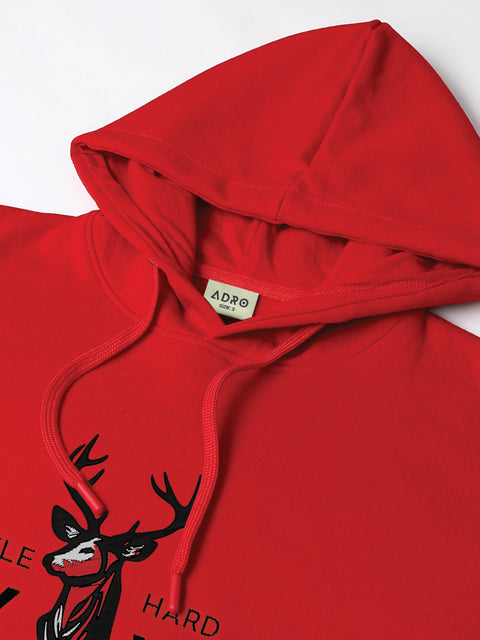 Adro Hustle Hard Stay Wild Hoodie for Men | 320 GSM Cotton-Poly Fleece | Soft Feel, Skin-Friendly Printed Graphic, Warm Casual Sweatshirt with Kangaroo Pocket & Drawstring Hood –