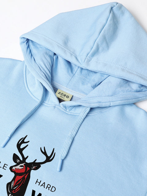 Adro Hustle Hard Stay Wild Hoodie for Men | 320 GSM Cotton-Poly Fleece | Soft Feel, Skin-Friendly Printed Graphic, Warm Casual Sweatshirt with Kangaroo Pocket & Drawstring Hood –