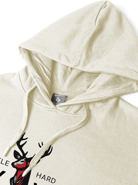 Adro Hustle Hard Stay Wild Hoodie for Men | 320 GSM Cotton-Poly Fleece | Soft Feel, Skin-Friendly Printed Graphic, Warm Casual Sweatshirt with Kangaroo Pocket & Drawstring Hood –