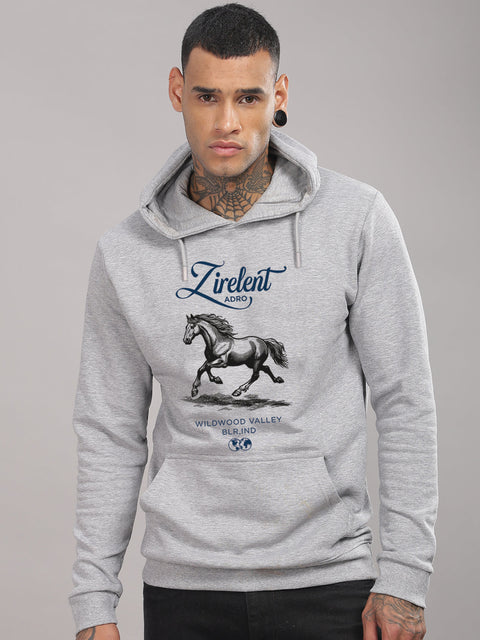 Adro Zirelent Wildwood Valley Hoodie for Men | 320 GSM Cotton-Poly Fleece | Soft Feel, Skin-Friendly Printed Graphic, Warm Casual Sweatshirt with Kangaroo Pocket & Drawstring Hood –