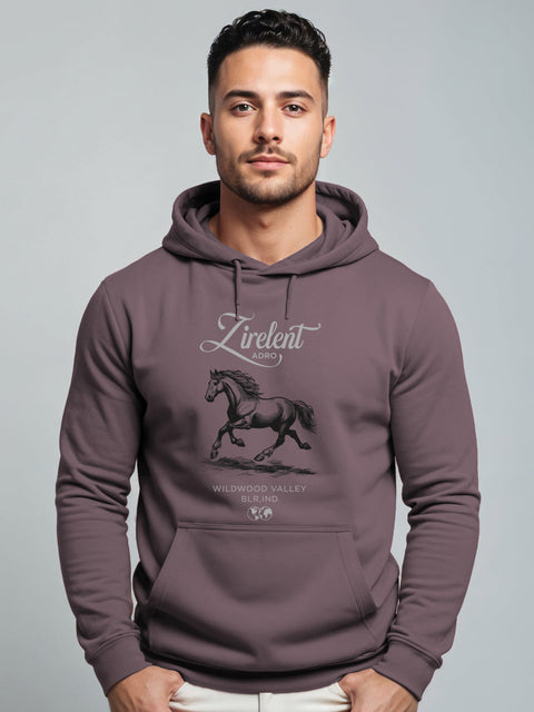 Adro Zirelent Wildwood Valley Hoodie for Men | 320 GSM Cotton-Poly Fleece | Soft Feel, Skin-Friendly Printed Graphic, Warm Casual Sweatshirt with Kangaroo Pocket & Drawstring Hood –