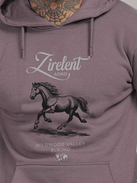Adro Zirelent Wildwood Valley Hoodie for Men | 320 GSM Cotton-Poly Fleece | Soft Feel, Skin-Friendly Printed Graphic, Warm Casual Sweatshirt with Kangaroo Pocket & Drawstring Hood –