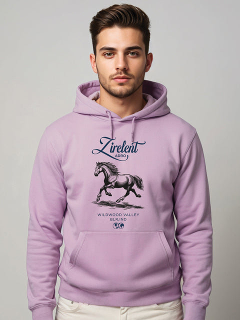 Adro Zirelent Wildwood Valley Hoodie for Men | 320 GSM Cotton-Poly Fleece | Soft Feel, Skin-Friendly Printed Graphic, Warm Casual Sweatshirt with Kangaroo Pocket & Drawstring Hood –
