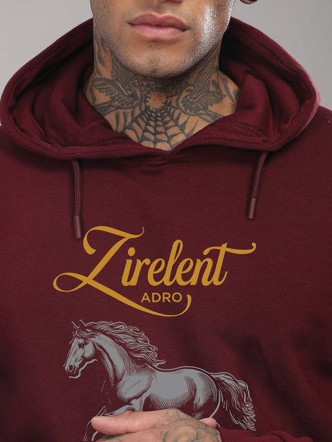 Adro Zirelent Wildwood Valley Hoodie for Men | 320 GSM Cotton-Poly Fleece | Soft Feel, Skin-Friendly Printed Graphic, Warm Casual Sweatshirt with Kangaroo Pocket & Drawstring Hood –