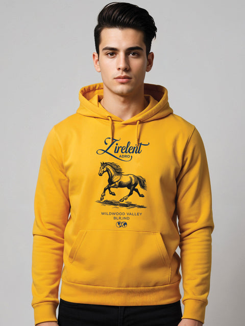 Adro Zirelent Wildwood Valley Hoodie for Men | 320 GSM Cotton-Poly Fleece | Soft Feel, Skin-Friendly Printed Graphic, Warm Casual Sweatshirt with Kangaroo Pocket & Drawstring Hood –